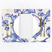 Baroque Decorative Blue Floral with Gold Pattern -100463