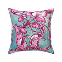 Baroque Decorative Pink Floral Print with Gold pattern-1100469