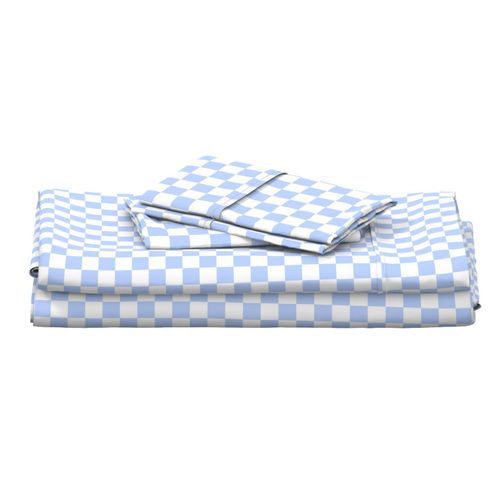 1” Classic Checkers, Cornflower Blue and White