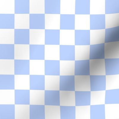 1” Classic Checkers, Cornflower Blue and White