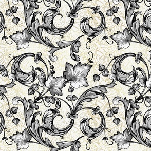 Baroque Decorative Black Swirls Design Ssmall-100467 