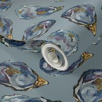 Oysters on the half shell sea background size m