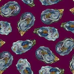 Oysters on the half shell merlot background size m