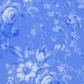 Faded Rococo Roses deep blueberry