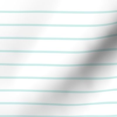 Narrow mint stripes on white - horizontal