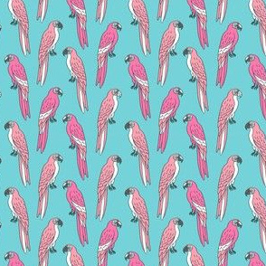 SMALL macaw // tropical jungle bird parrot animal fabric blue pink