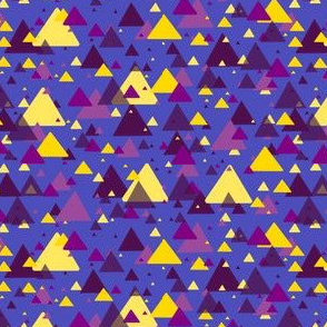 purple and yellow triangles on blue