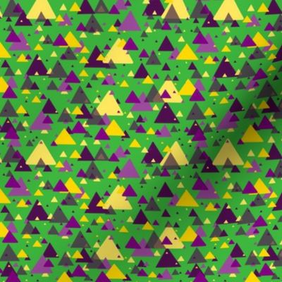 purple and yellow triangles on green