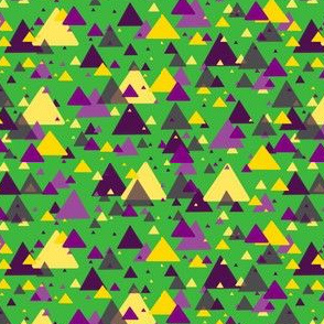 purple and yellow triangles on green