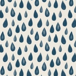Raindrops - Navy Blue on White