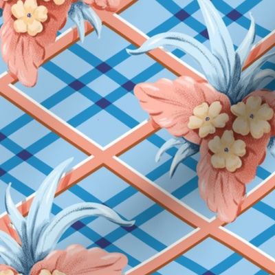 1940s Tropical Blue and Pink