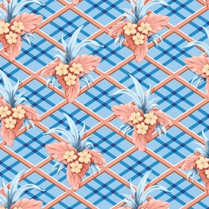 1940s Tropical Blue and Pink