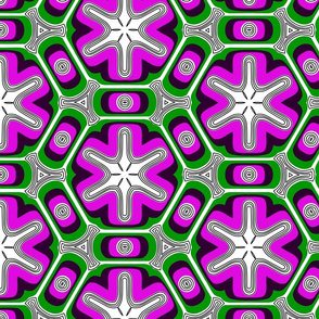 Psychedelic propeller floral - pink and green 