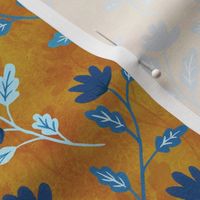 Blue and Ochre Vintage Style Floral