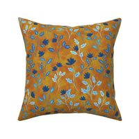 Blue and Ochre Vintage Style Floral