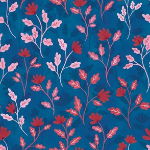 Blue and Red Vintage Style Floral