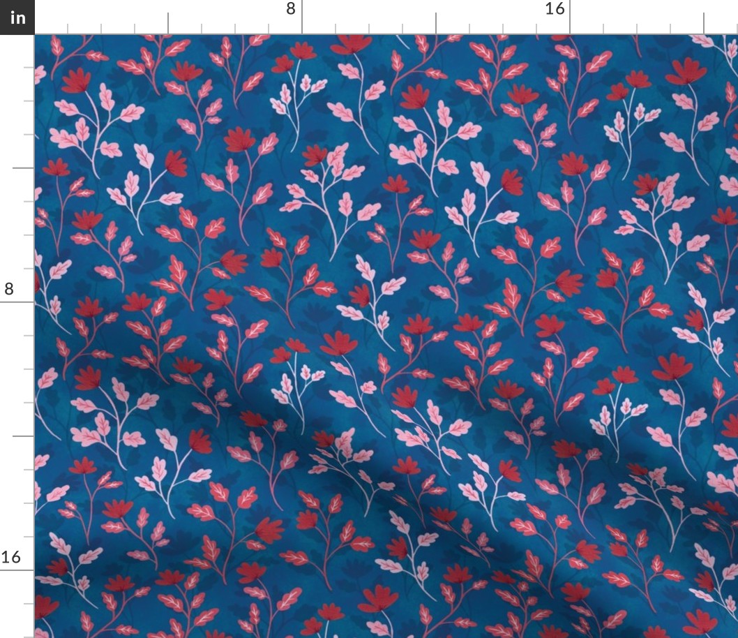 Blue and Red Vintage Style Floral