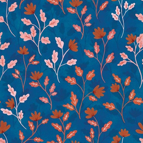Coral and Blue Vintage Style Floral