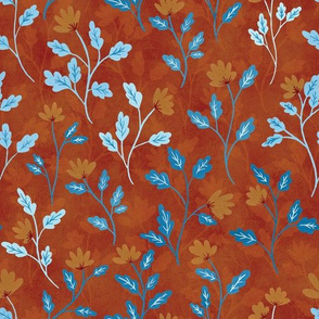 Rust and Blue Vintage Style Floral