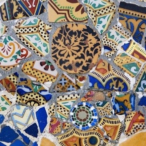 Modernist Gaudi mosaic // blue and yellow