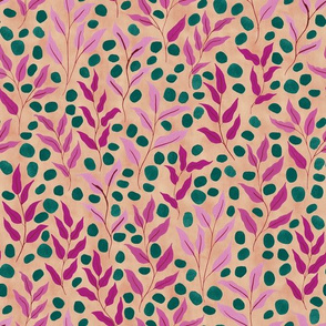 Leaves and Seeds | Pink Green