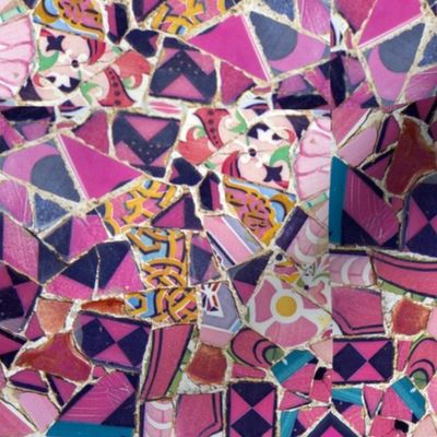 Pink and blue Gaudi modernist mosaic