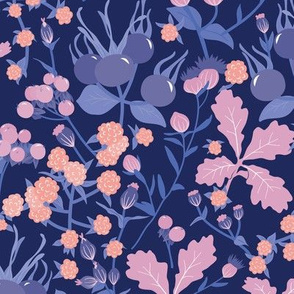Hidden Hedgerow | Blue and Coral
