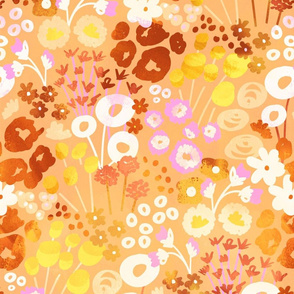 Modern Retro Flowers - Orange and Yellow