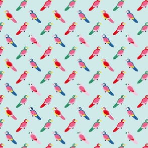 Tiny little parrot birds tropical summer paradise girls design multi color on mint