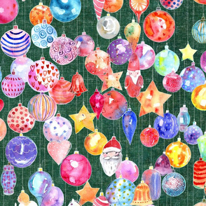christmas decoration and ornaments watercolor