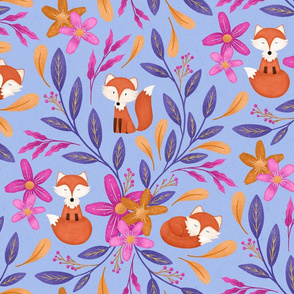 Floral Foxes | Purple & Pink
