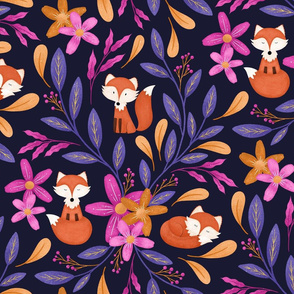 Floral Foxes | Dark