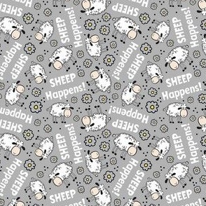 Small Scale Sheep Happens! Sarcastic White Sheep in Silver Grey