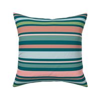 Bigger Scale - Summer Wildflower Coordinate Stripes on Turquoisea Green Turquoise