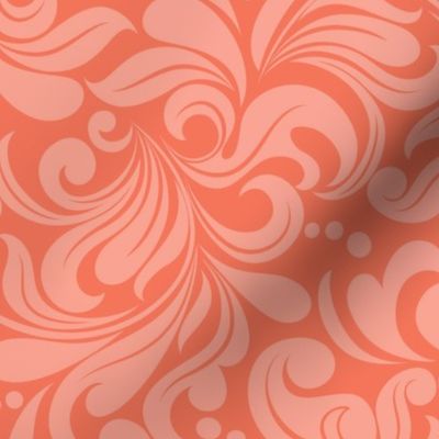 Bigger Scale Summer Wildflower Coordinate - Peachy Coral Damask