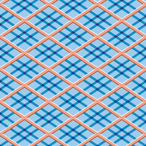 1940s Diamond Trellis Blue Pink