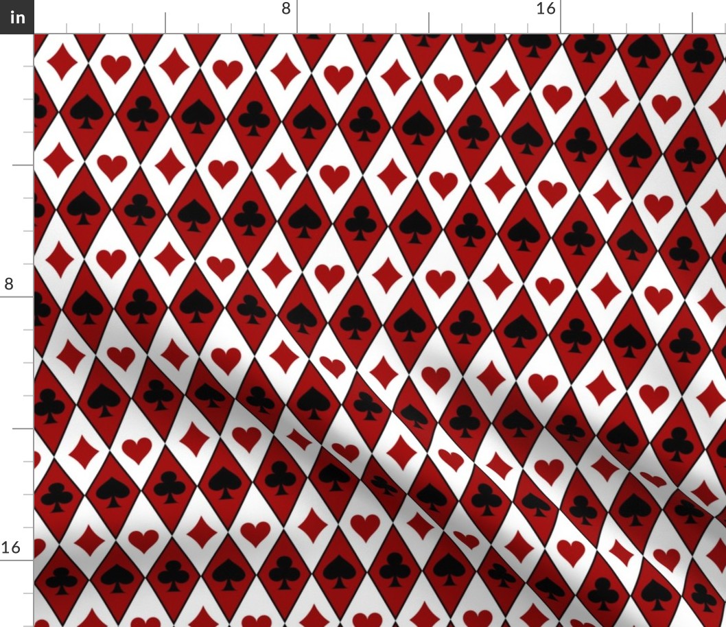 Medium Scale - Game Night - Red and White Argyle Diamond Checkerboard