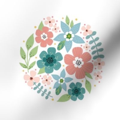 Summer Wildflowers Embroidery Hoop Design 6" Circle 