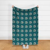 Summer Wildflowers on Turquoise Embroidery Hoop Design 8x8 Swatch Fits 6" Hoop