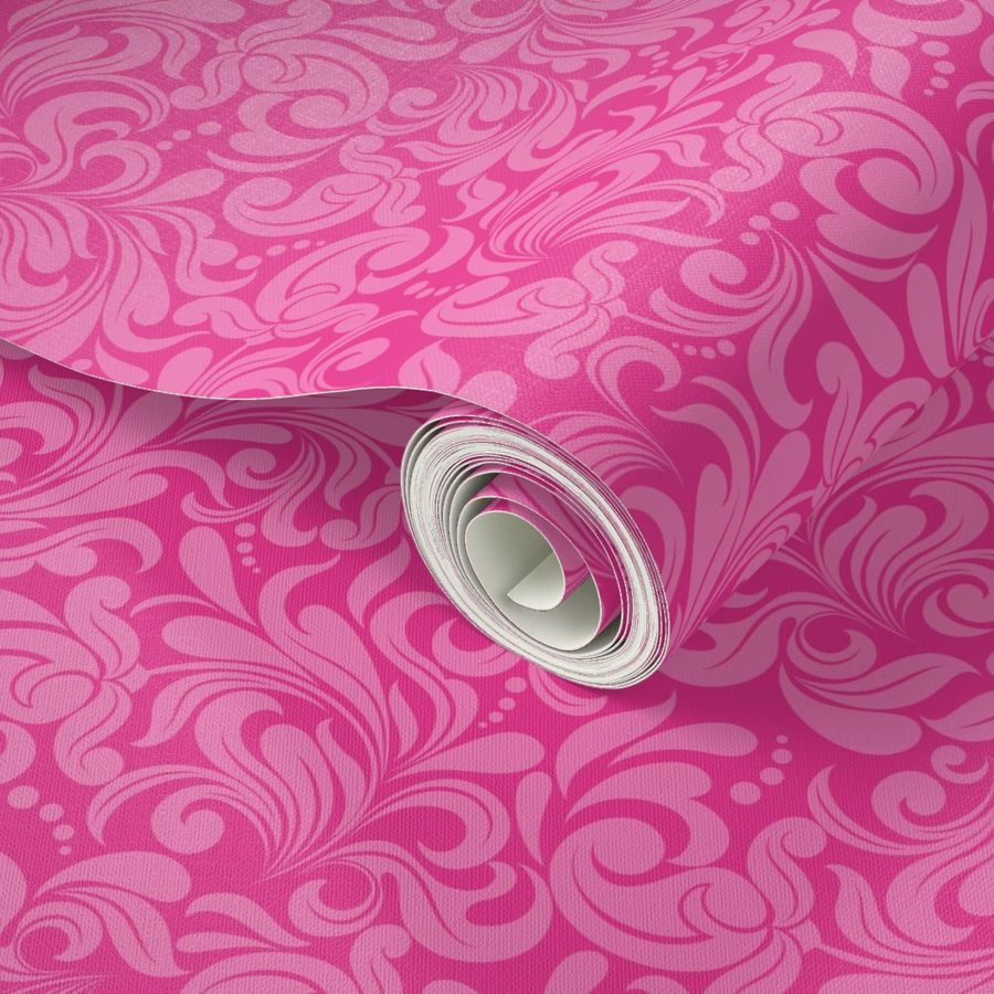 Small Scale Damask - Hot Pink