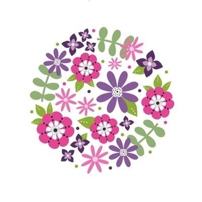 Pink and Purple Floral Embroidery Hoop Design 8x8 Swatch Fits 6" Hoop