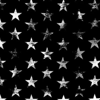 Distressed White Stars on Black (grunge black and white star)