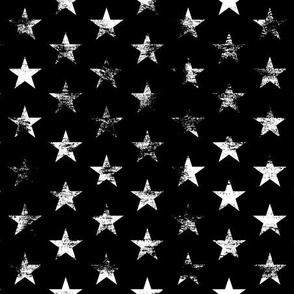 Distressed White Stars on Black (grunge black and white star)
