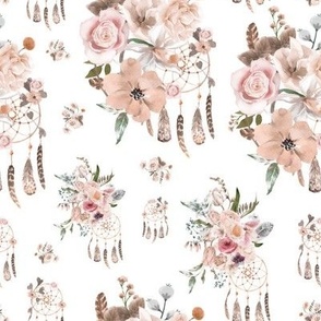 Pinker Vintage Floral with Feathers