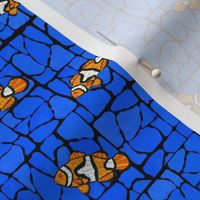 6 Mosaic Glass Clownfish on blue marble