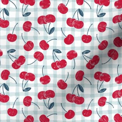 cherries - red white and blue (plaid)  - LAD21