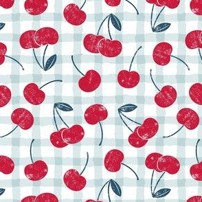 cherries - red white and blue (plaid)  - LAD21