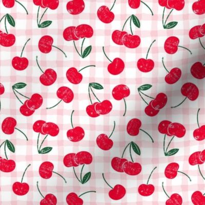 cherries - pink plaid - LAD21