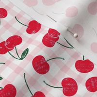 cherries - pink plaid - LAD21