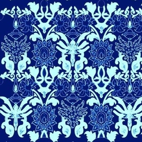  frise florale en bleu 
